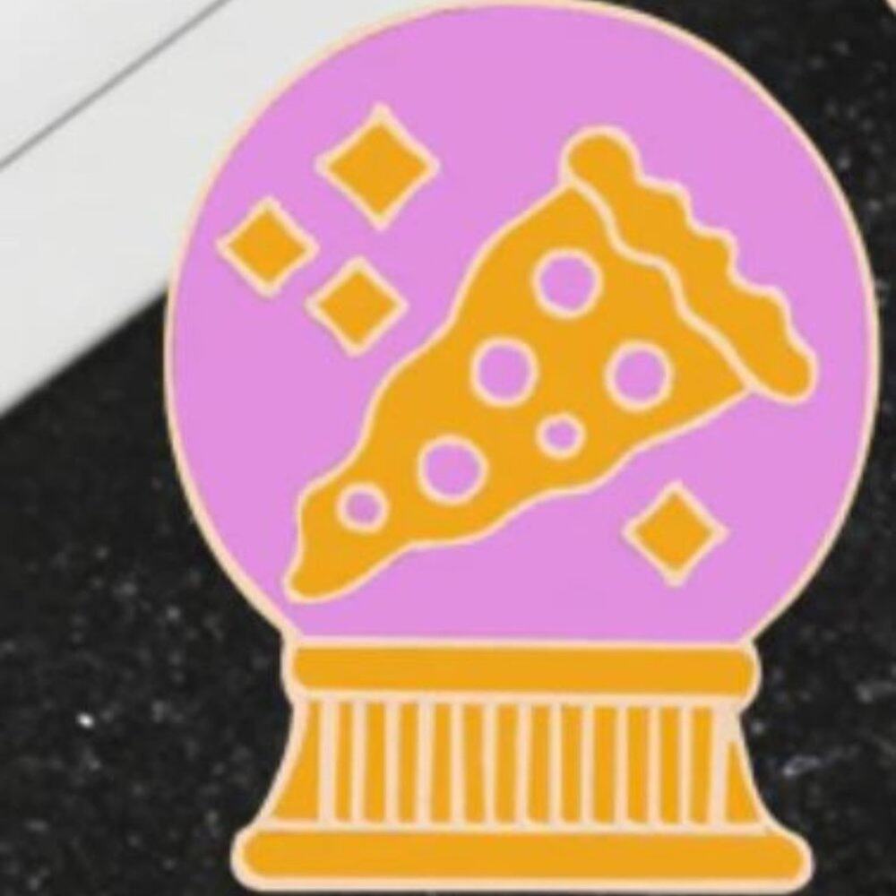 Pink Pizza Snow Globe Pin Brooch